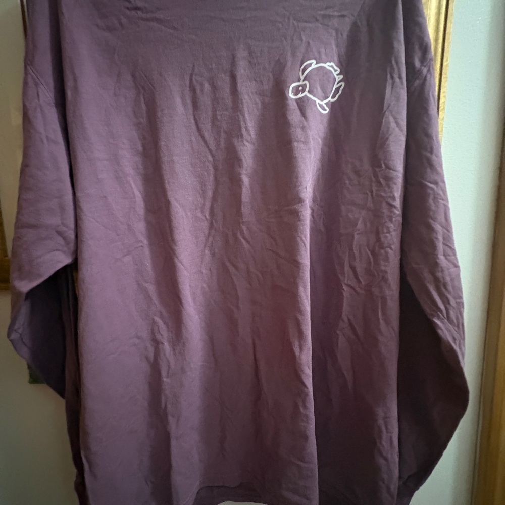 Long Sleeve Tee in Plum with Turtle Outline